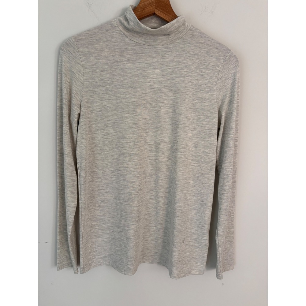 Banana Republic Women Gray Heather Modal Blend Mock Neck Turtleneck Top S NEW